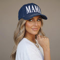 Mama Embroidered Hat for Moms | Dark Blue mom snapback hat | Everyday Mom Hat | Gift for Mom | Mom Uniform | Vintage Style Denim hat