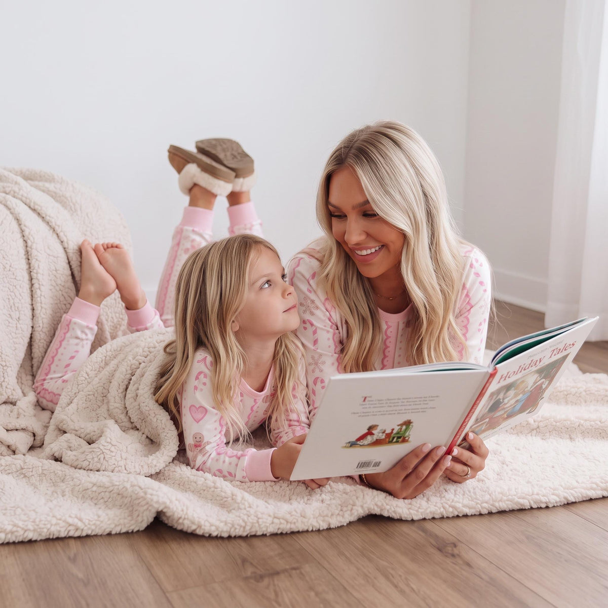 Matching Christmas Pajamas | Mommy and me Pink Gingerbread Bow Pajamas | Mom and Daughter Holiday PJs | Cute Christmas Family Pajamas