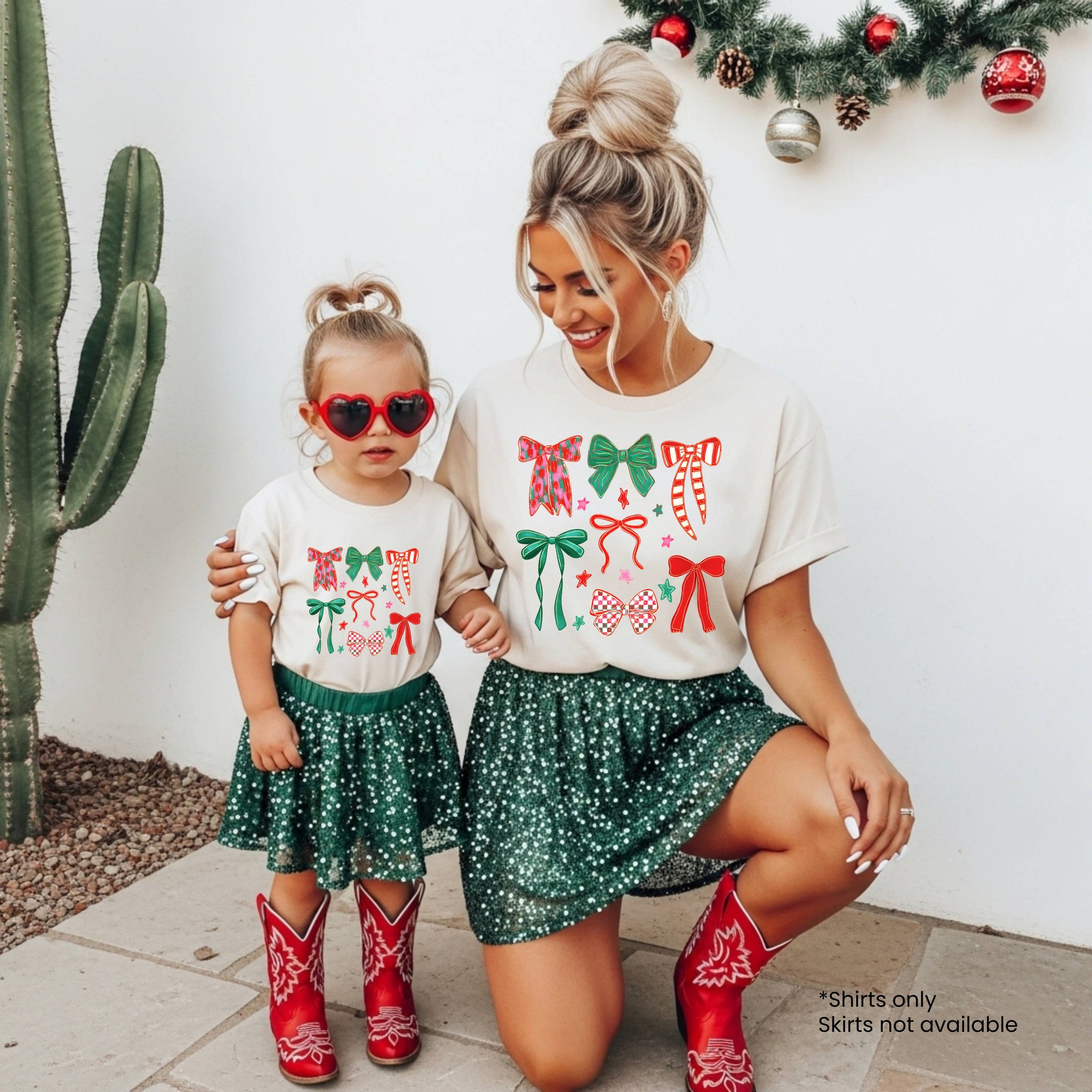 Cute Bow Christmas Shirts for Mommy and Me (Shirts Only)