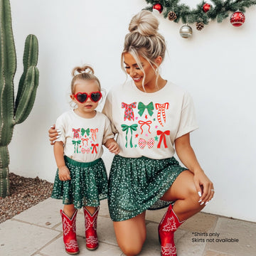 Cute Bow Christmas Shirts for Mommy and Me (Shirts Only)