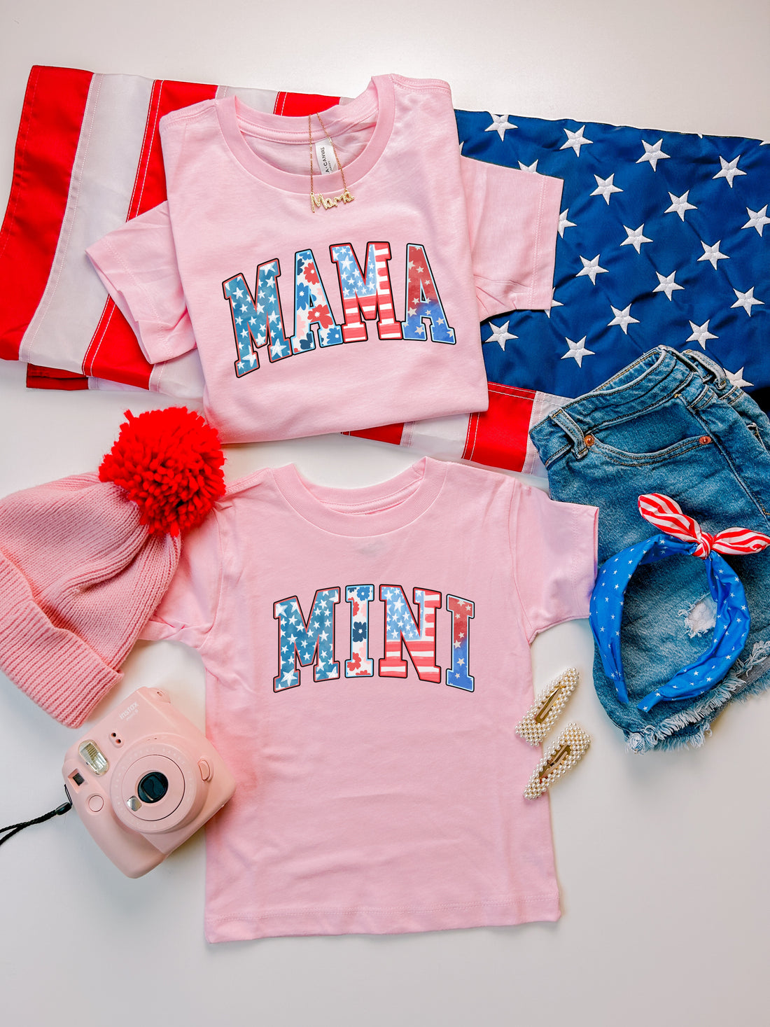 4th Of July Pink Matching American flag