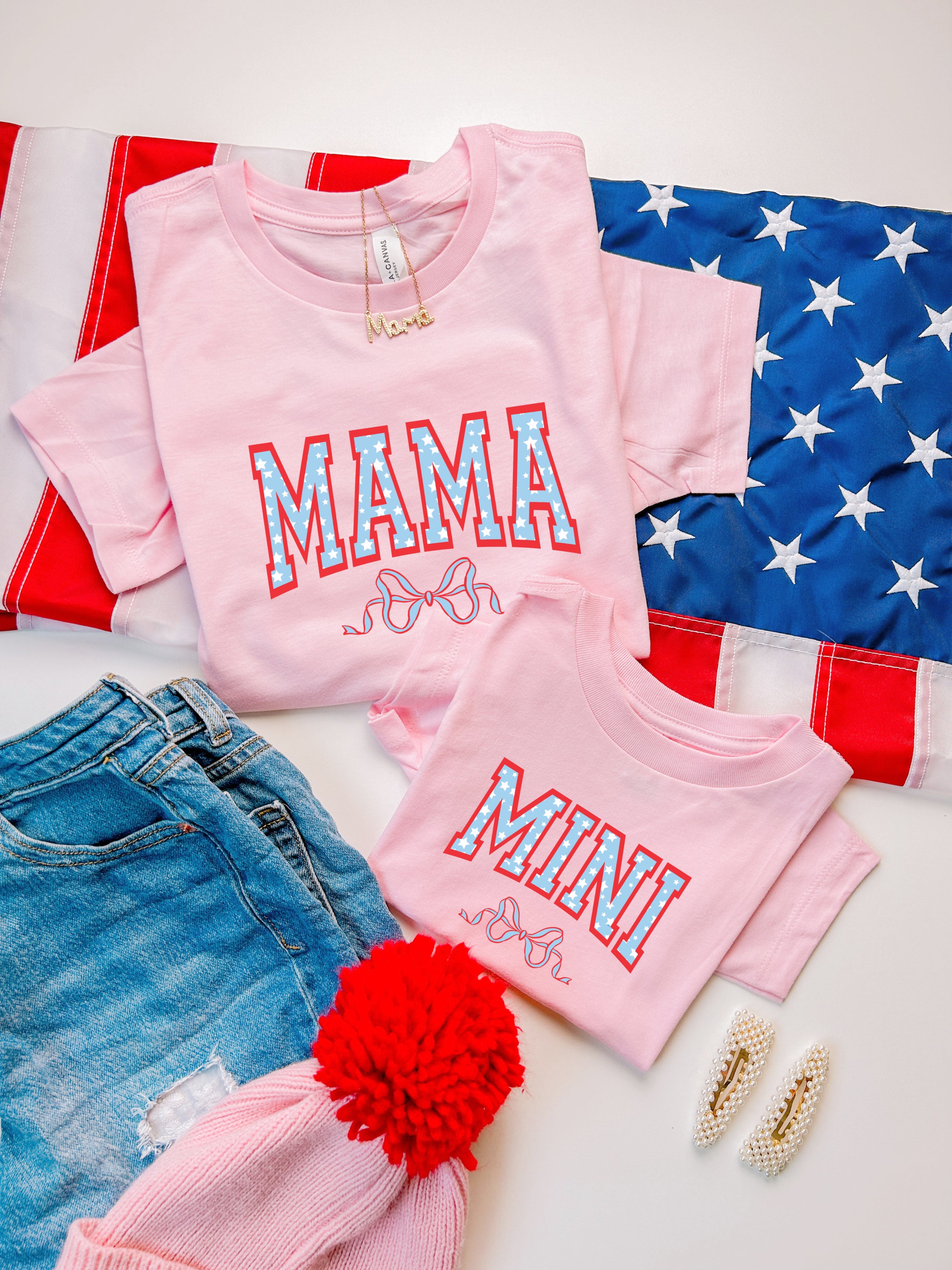 Pink Shis 4th Of July Pink Matching Mommy & Daughter Shirts