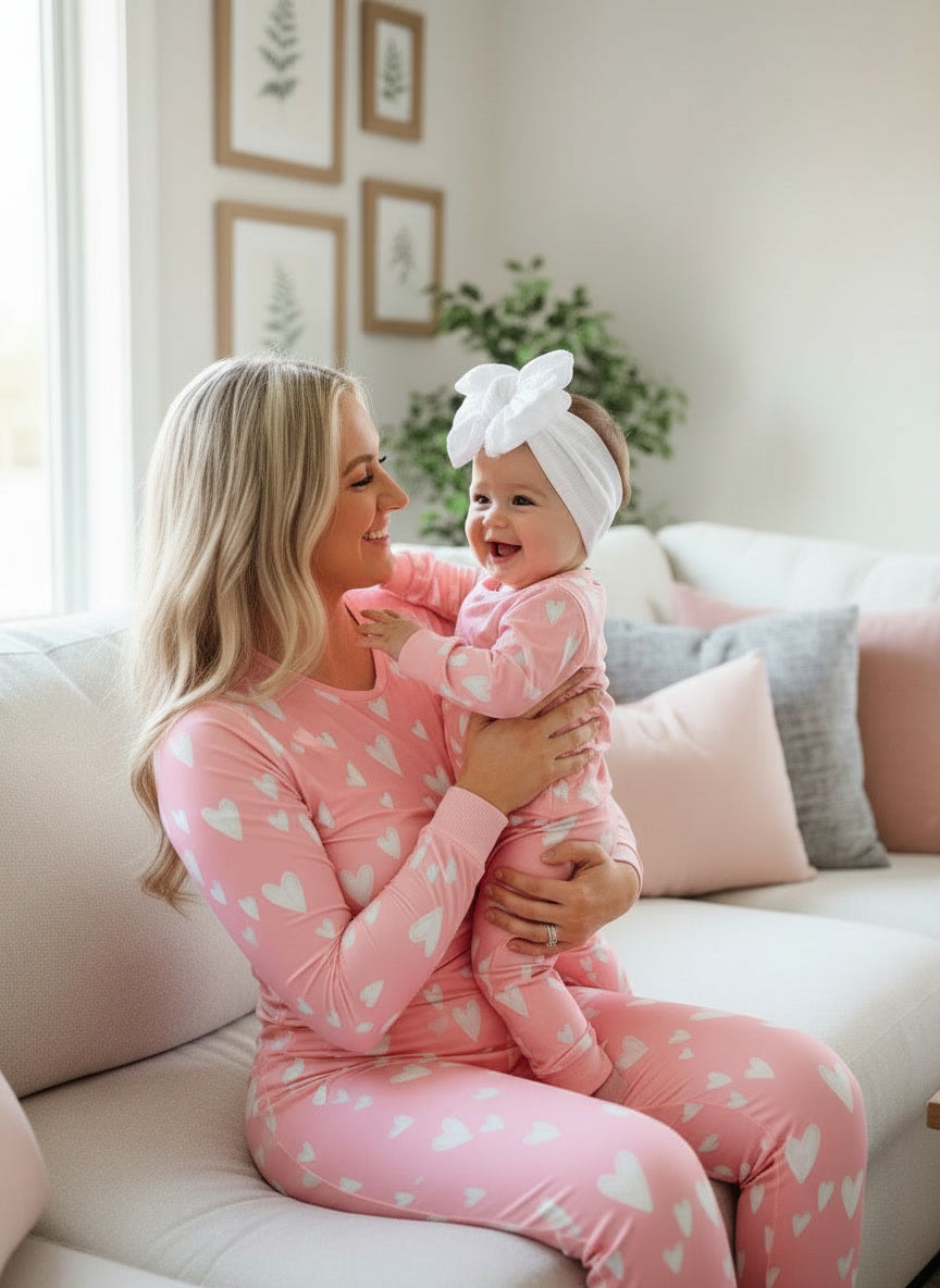 Mommy and Me Pink Heart Pajamas | Cozy for Family Night