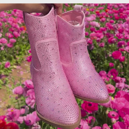 Pink Rhinestone Western Mommy and Me Boots