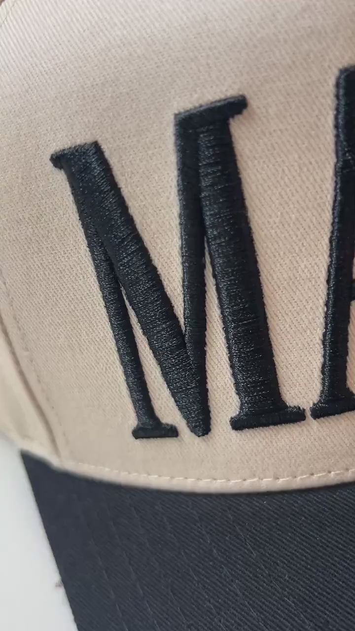 Mama and Mini Embroidered Hats | Matching Mom and Kid Baseball Caps | Beige Snapback Hat Black Embroidery | Mommy and Me Hat Back to School