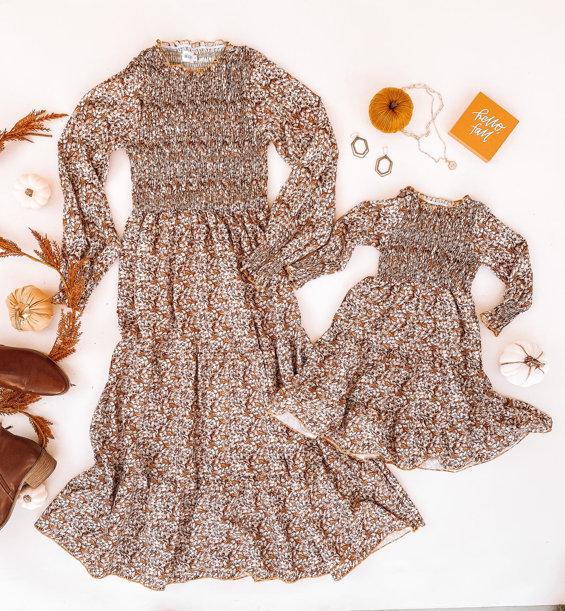 Thanksgiving Shirred Matching Dresses, 12-18 Months Thanksgiving Shirred Matching Dresses, 12-18 Months