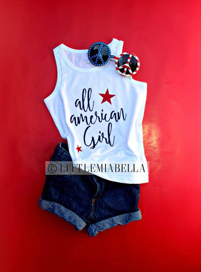 All American Girl - White Mommy and me Matching Tank - LITTLE MIA BELLA