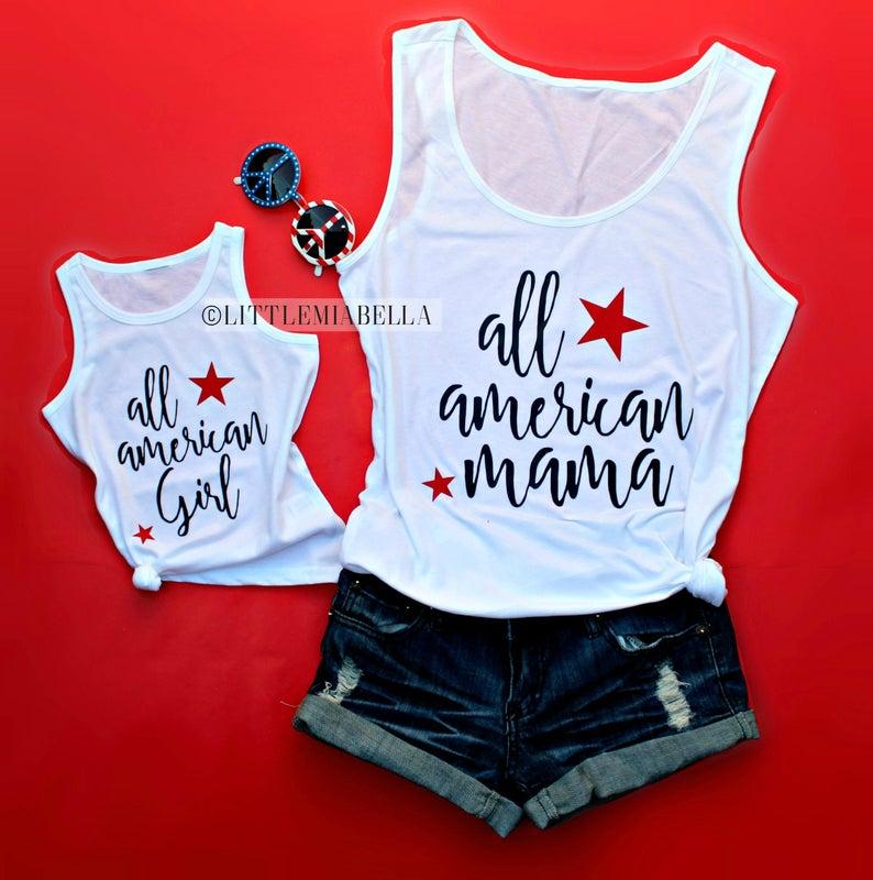 All American Girl - White Mommy and me Matching Tank - LITTLE MIA BELLA