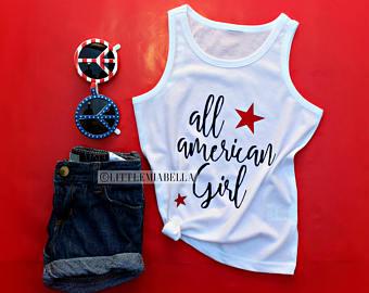 All American Girl - White Mommy and me Matching Tank - LITTLE MIA BELLA