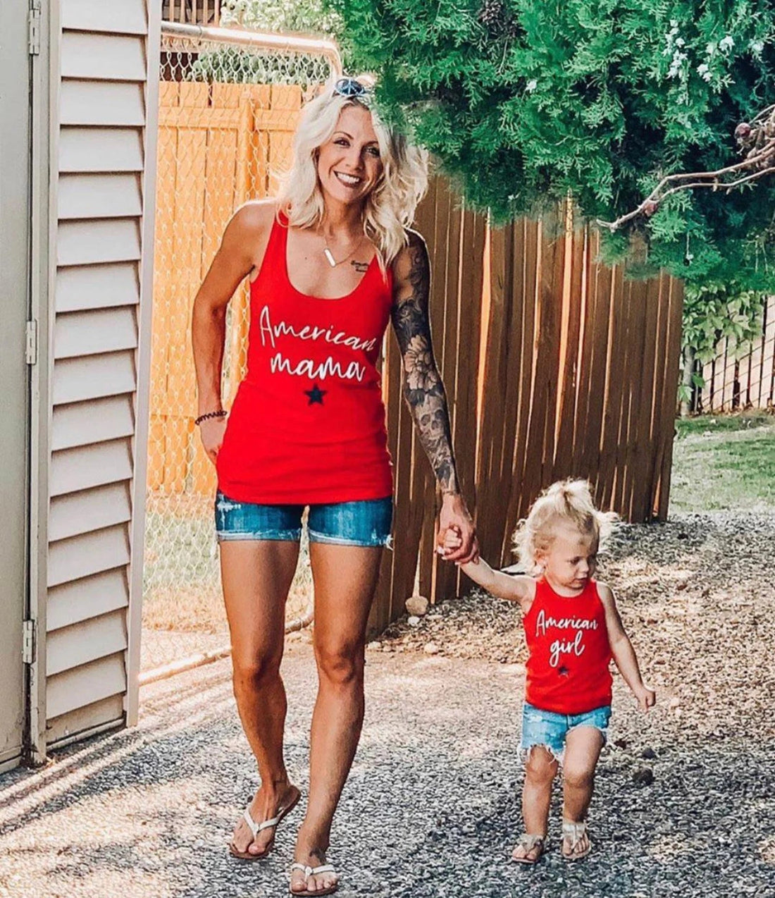 American Mama Matching Red Tanks - LITTLE MIA BELLA