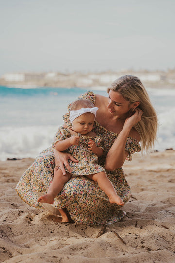 Anitas Yellow Floral Mommy & Me Matching Dresses - LITTLE MIA BELLA