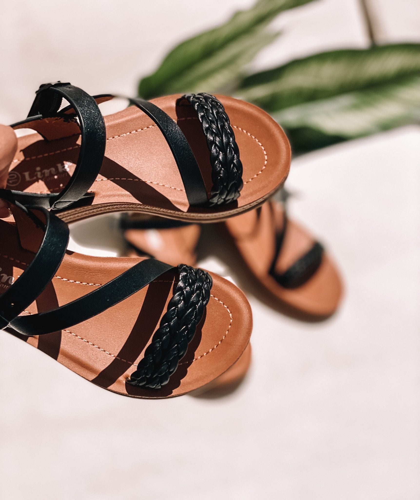 Black Comfort Ankle Mommy and Me Matching Sandals - LITTLE MIA BELLA
