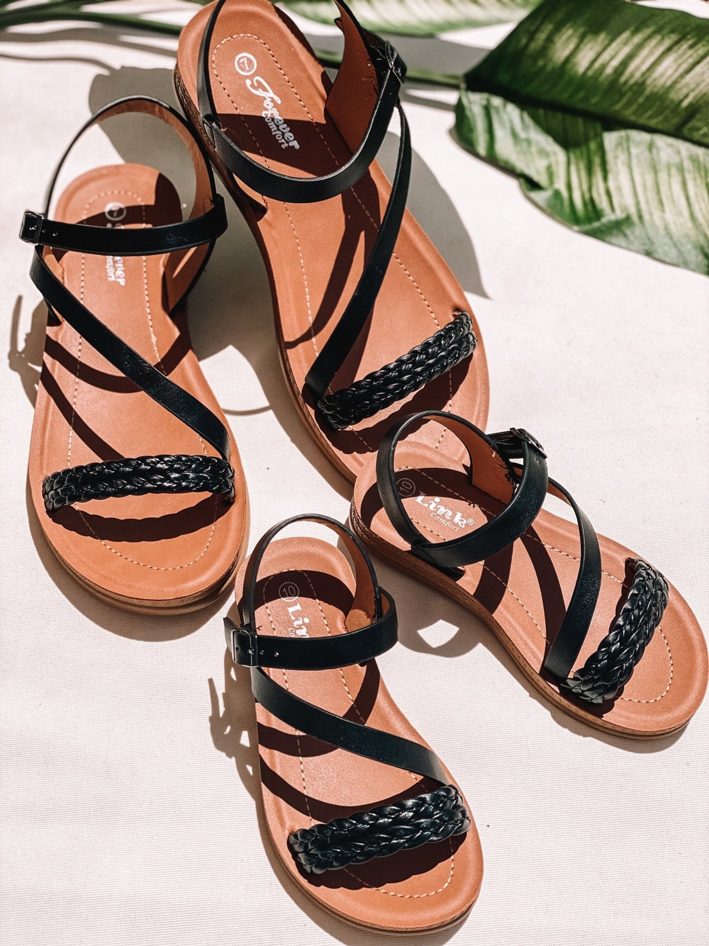 Black Comfort Ankle Mommy and Me Matching Sandals - LITTLE MIA BELLA