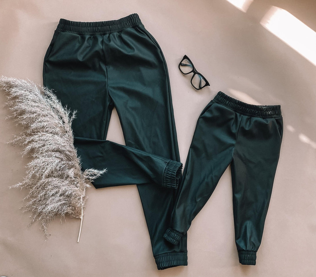 Black Leather Joggers Matching Outfits - LITTLE MIA BELLA