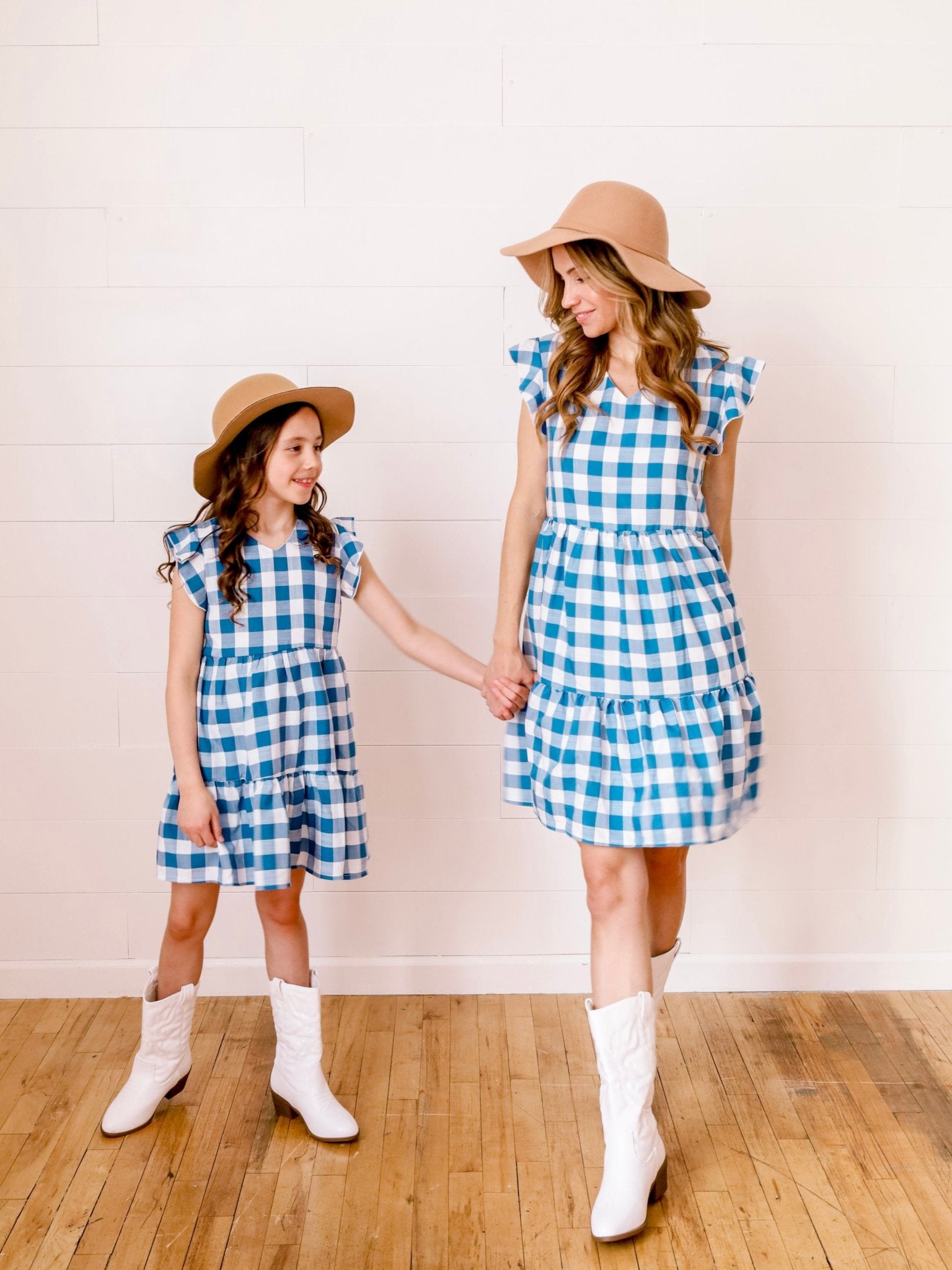 Blue Checkered Mommy and Me Dresses Blue Checkered Mommy and Me Dresses