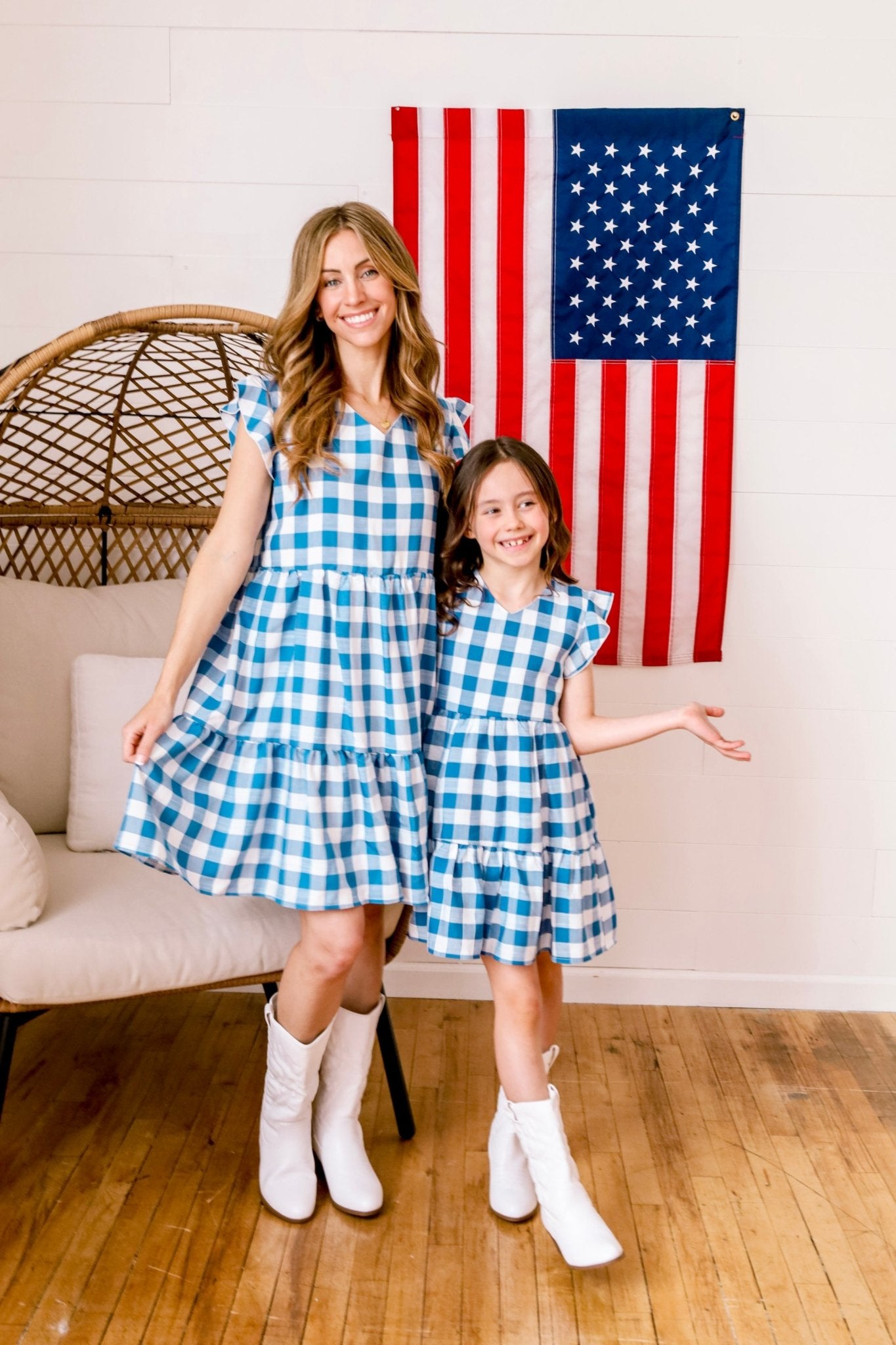 Blue Checkered Mommy and ME - LITTLE MIA BELLA