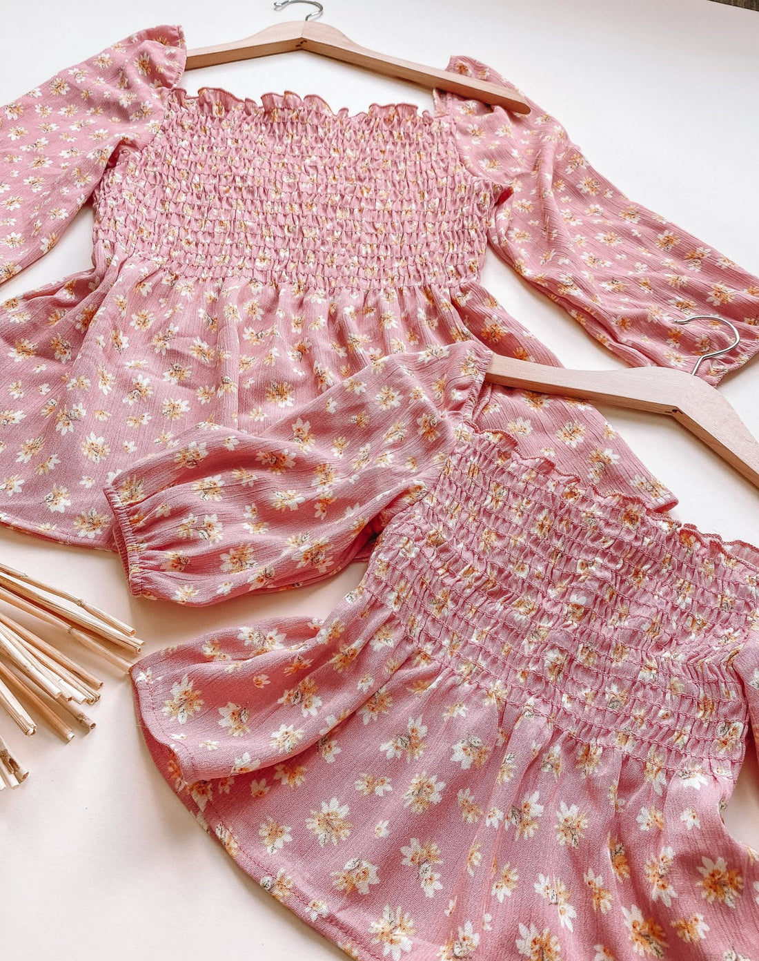 Blush Pink Floral Matching Tops - LITTLE MIA BELLA