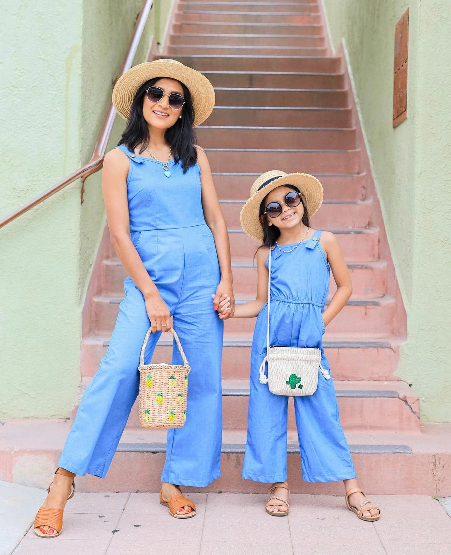 Chambray Mommy and Me jumpsuit. 