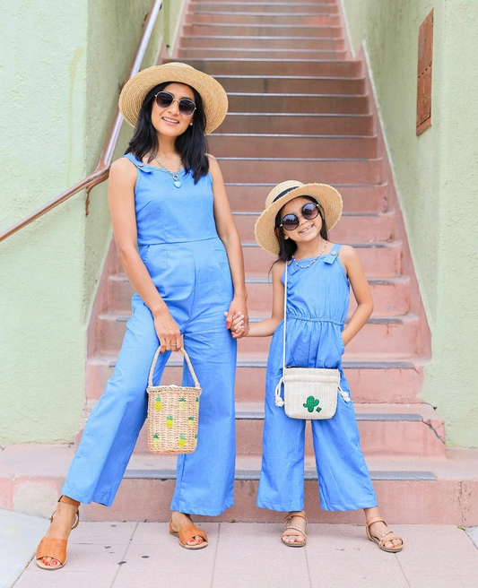 Chambray Mommy and Me jumpsuit. 