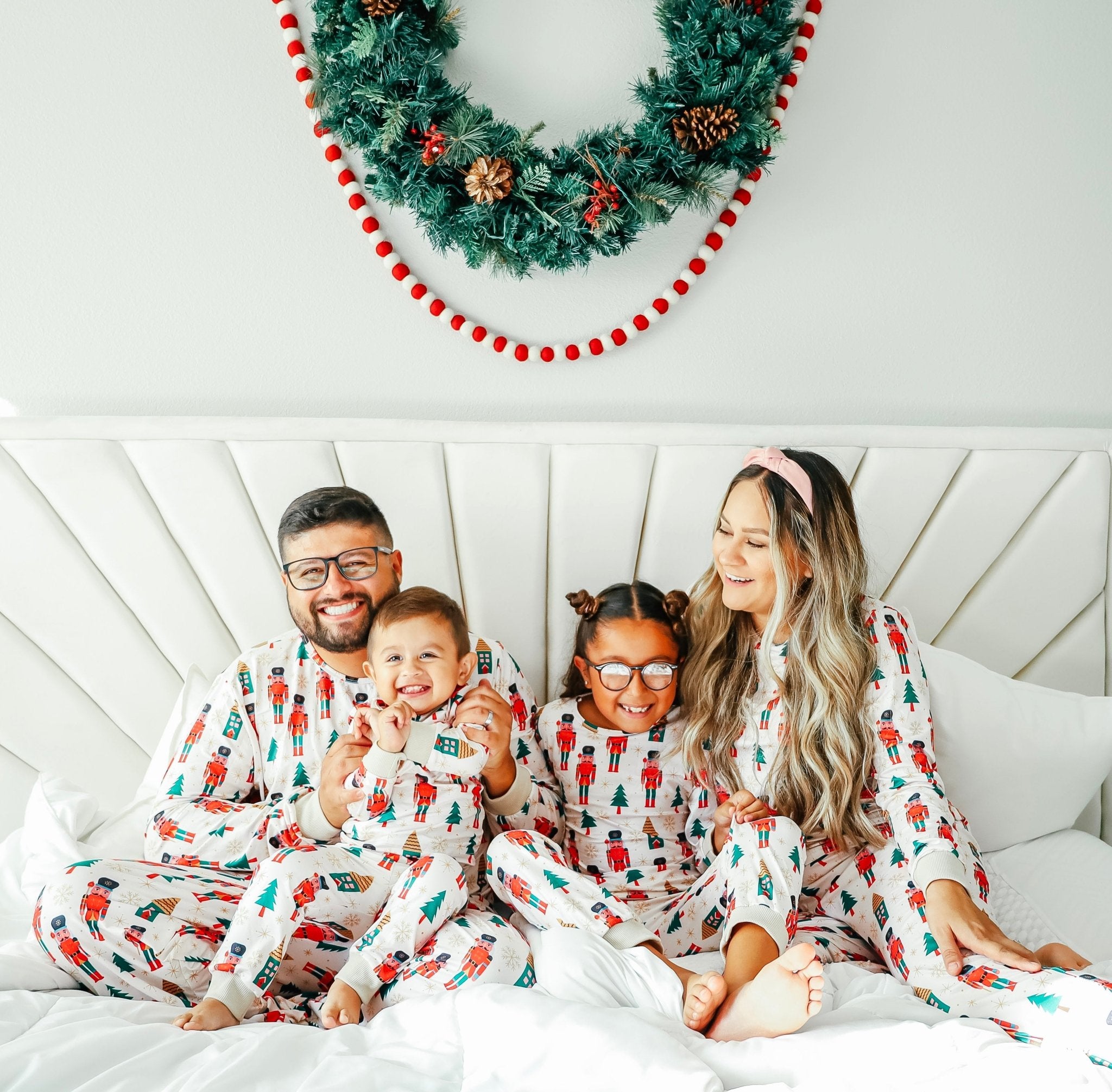 Mom and son shop matching christmas outfits