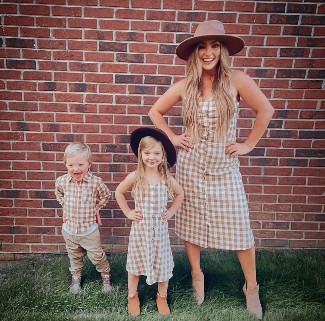 Coffee Checkered Matching Outfits - LITTLE MIA BELLA