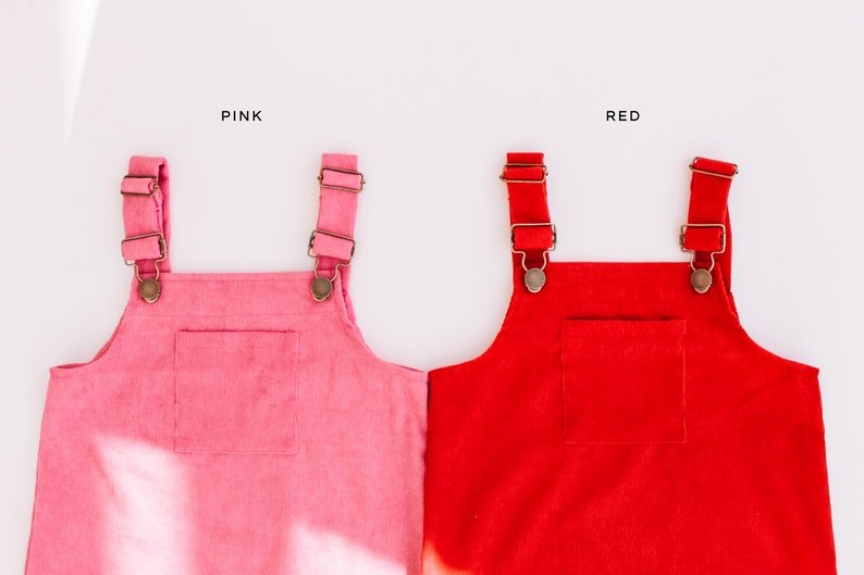 Solid Color Pink & Red Mommy and Me Overalls Solid Color Pink & Red Mommy and Me Overalls