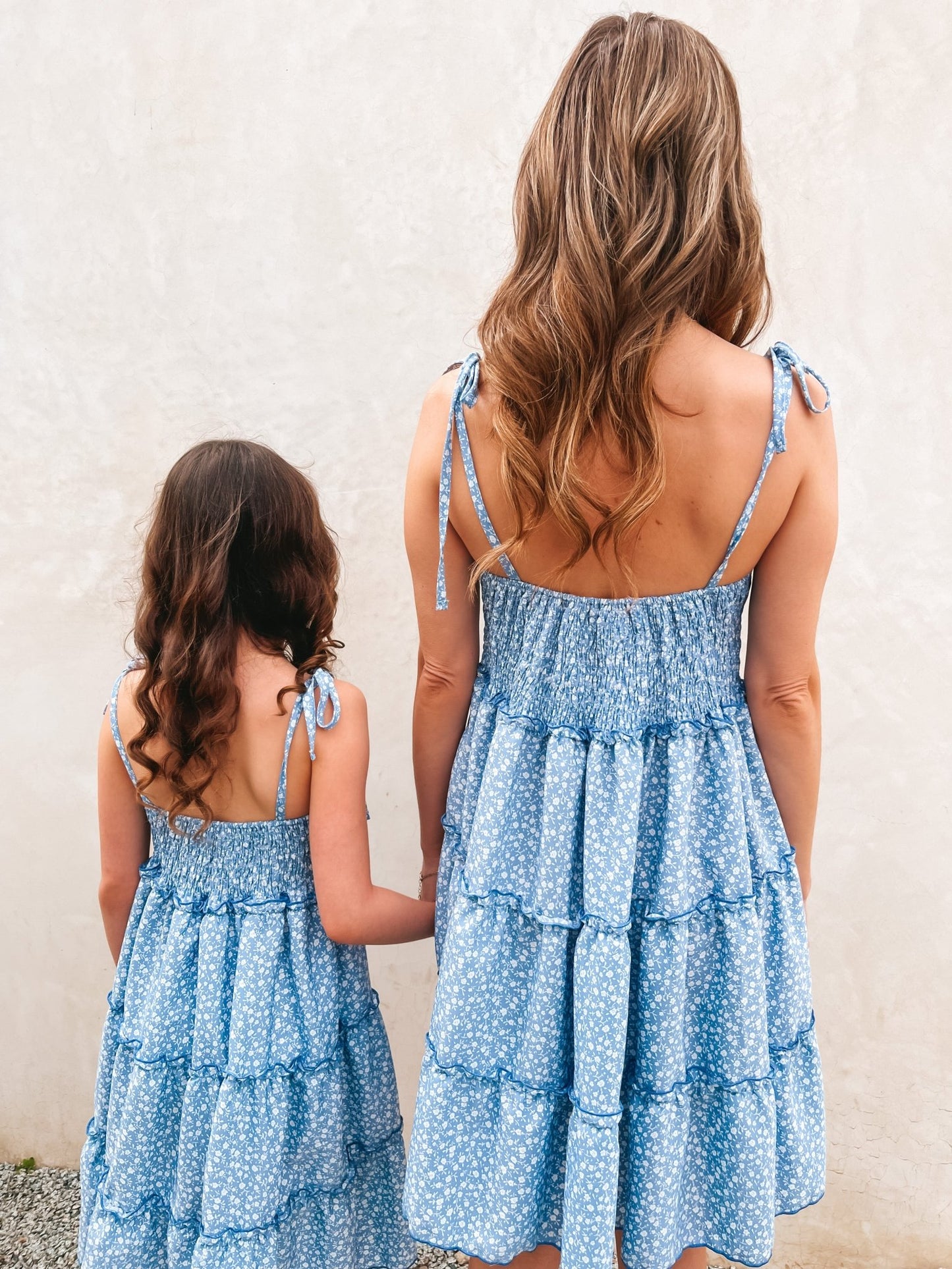 Darling Dusty Blue Mommy and Me Matching Dresses - LITTLE MIA BELLA