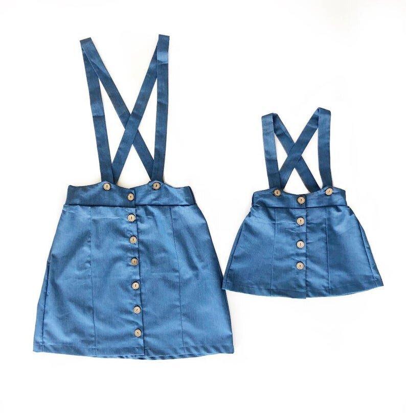 Jean skirt with suspenders fashion