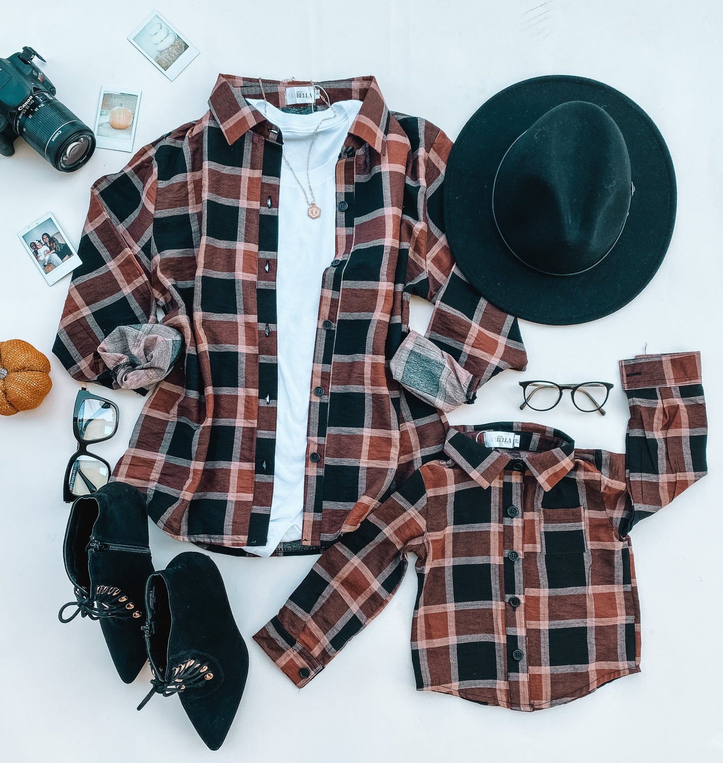 Fallin For Plaid Long Sleeve Button Up Matching Shirt - LITTLE MIA BELLA