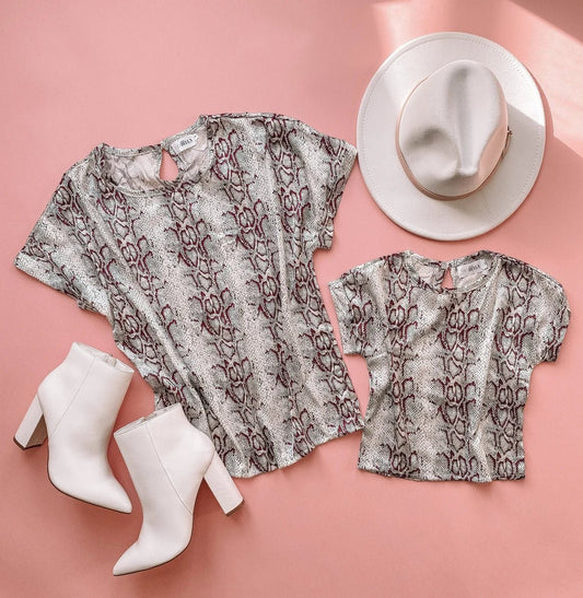 Gray Snake Print Mommy and Me Blouse - LITTLE MIA BELLA