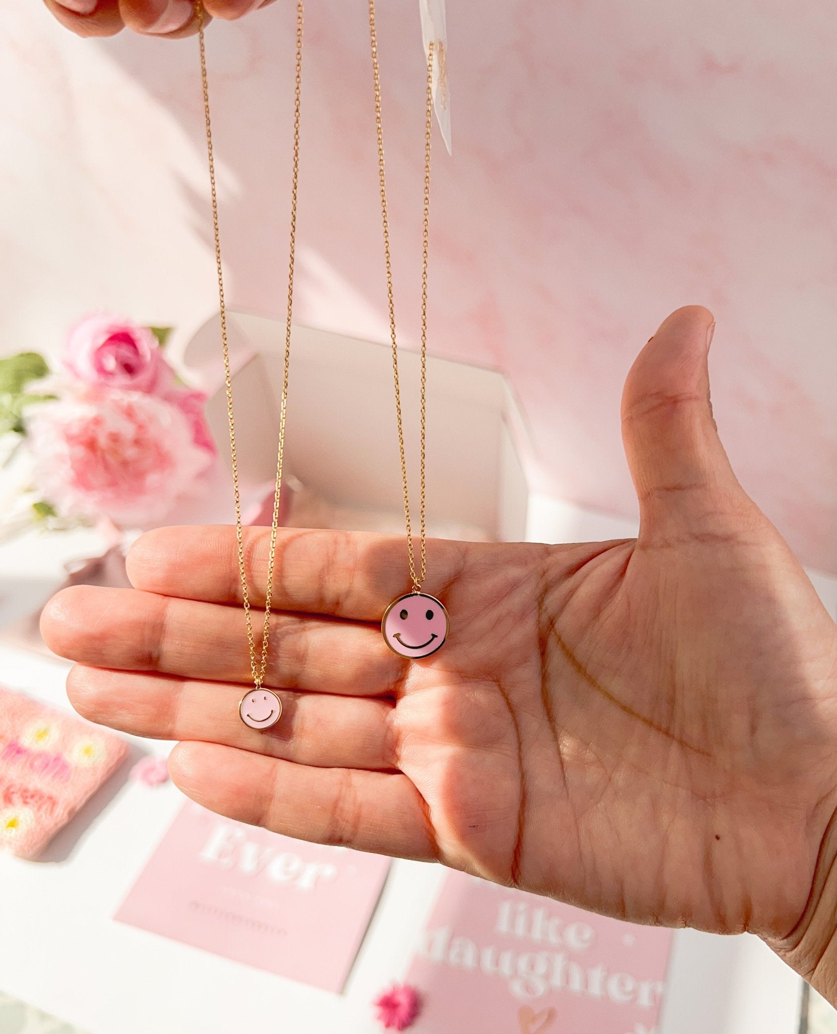 Happy Face Mommy and Me Necklace - LITTLE MIA BELLA