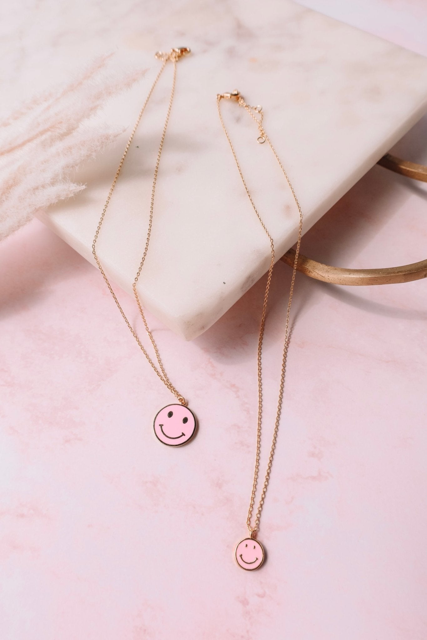 Happy Face Mommy and Me Necklace - LITTLE MIA BELLA