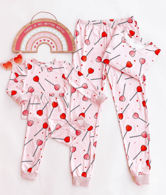 Heart Lollipop Mommy and Me Pajamas - LITTLE MIA BELLA