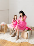 Hot Pink Babydoll Mommy and Me Dresses - LITTLE MIA BELLA