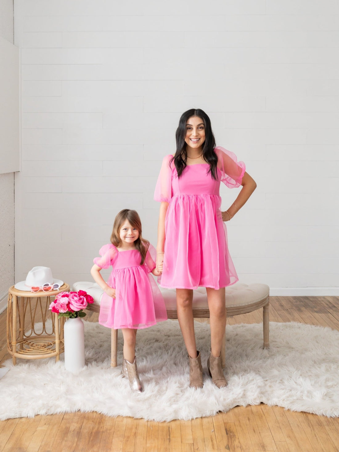 Hot Pink Babydoll Mommy and Me Dresses - LITTLE MIA BELLA