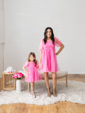 Hot Pink Babydoll Mommy and Me Dresses - LITTLE MIA BELLA