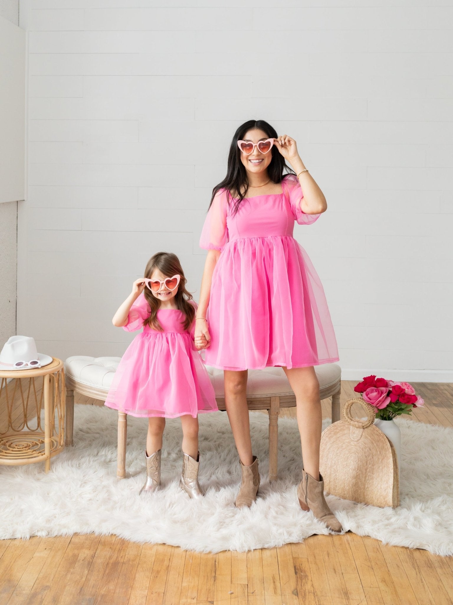 Hot Pink Babydoll Mommy and Me Dresses - LITTLE MIA BELLA