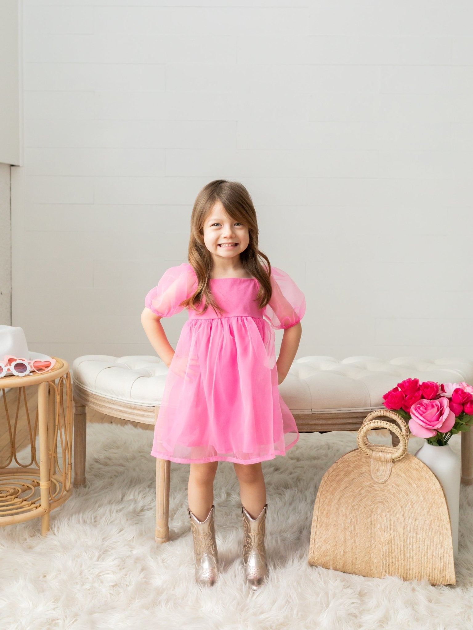 Hot Pink Babydoll Mommy and Me Matching Dresses