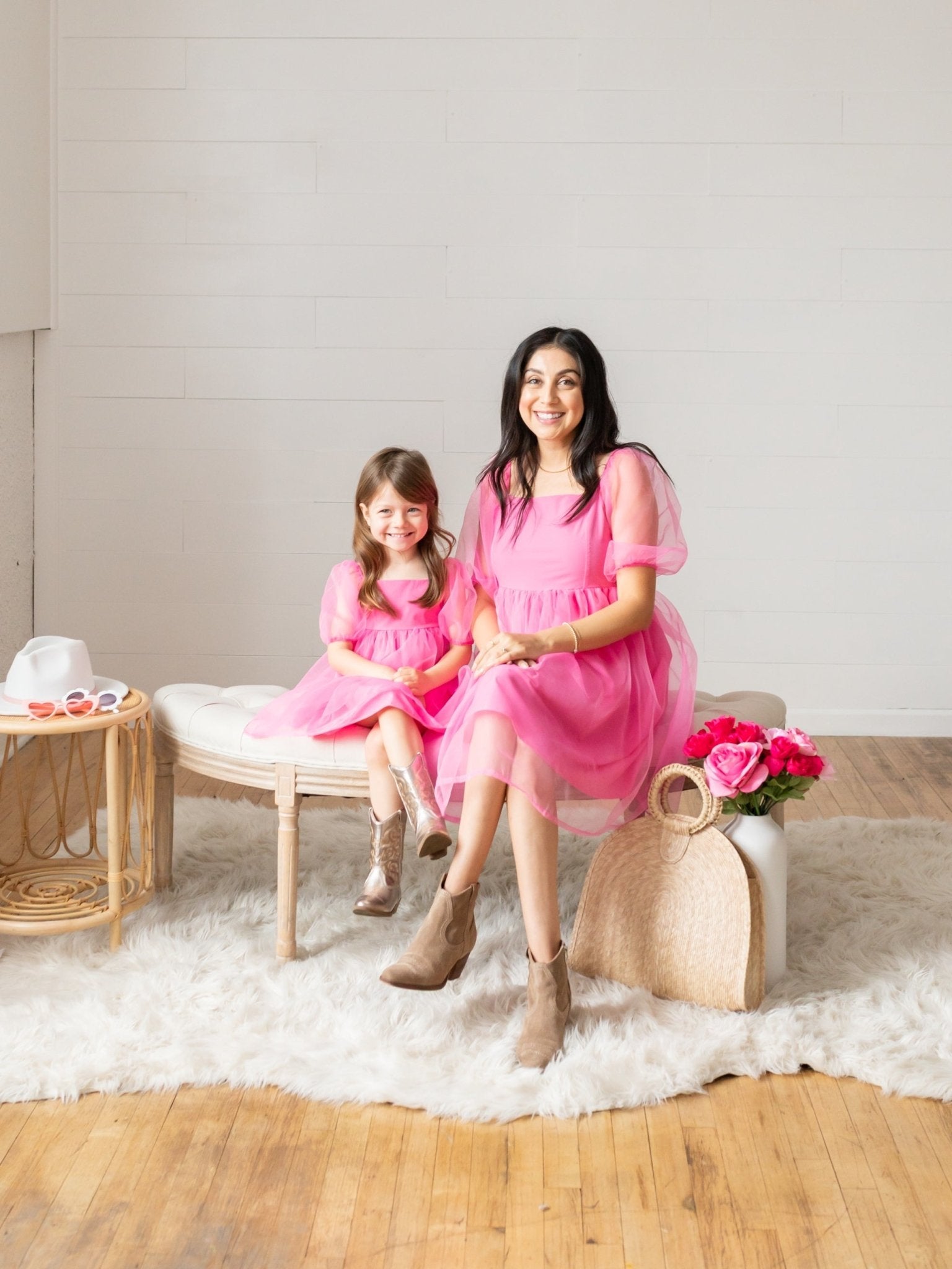 Hot Pink Babydoll Mommy and Me Dresses - LITTLE MIA BELLA