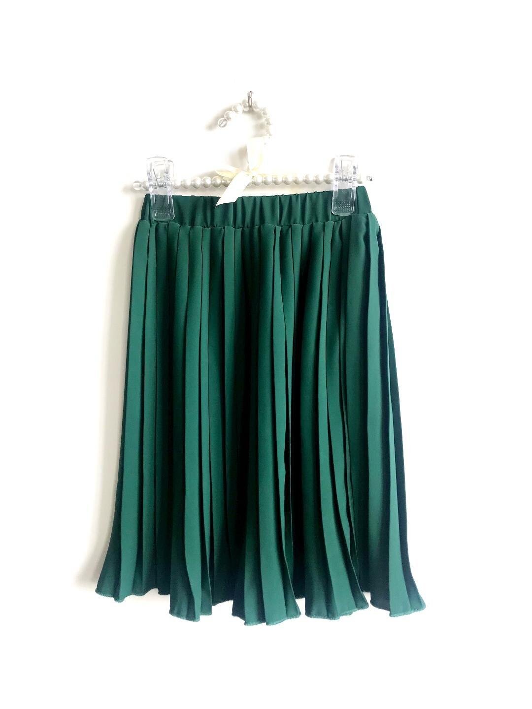 Hunter Green Pleated Matching Skirts - LITTLE MIA BELLA