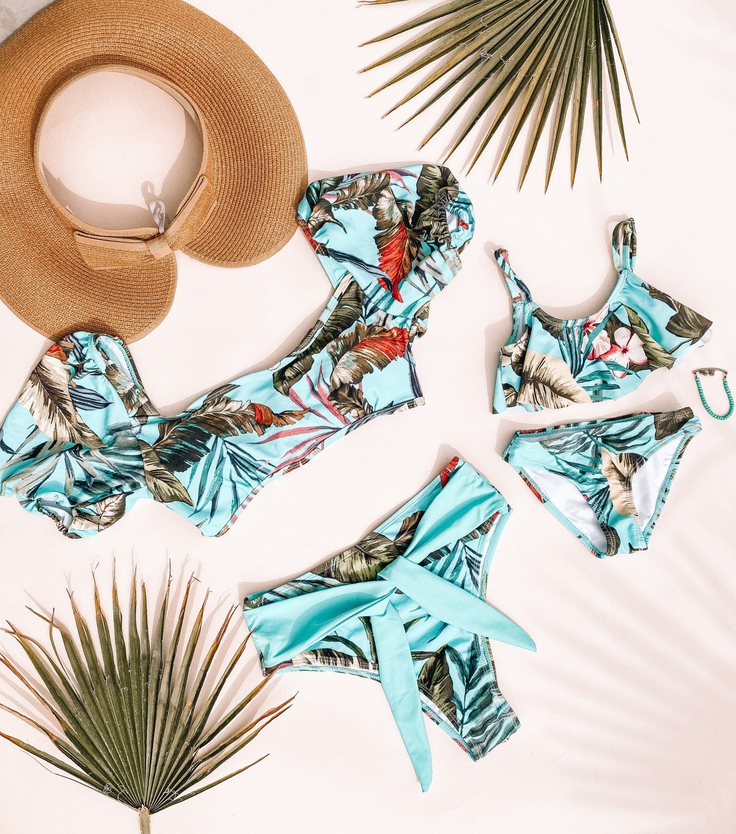 Kai Turquoise Mommy and Me Swimsuits - LITTLE MIA BELLA