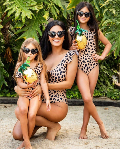 Leopard One pc Mommy and Me Swimsuits - LITTLE MIA BELLA