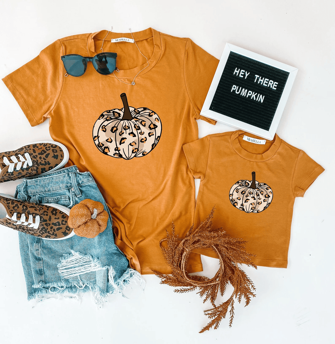 Leopard Pumpkin Mommy and Me Shirts - LITTLE MIA BELLA