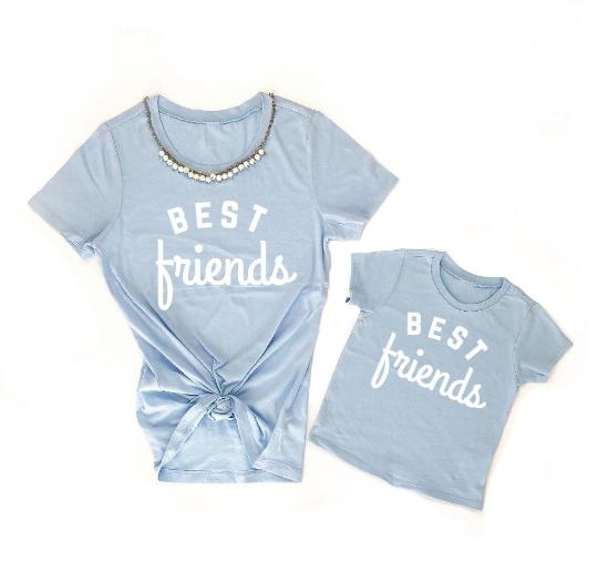 Light Blue Best Friends Mommy and Me Matching Shirt - LITTLE MIA BELLA
