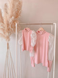 Light Pink Mesh Sleeve Mommy and Me Matching Top - LITTLE MIA BELLA