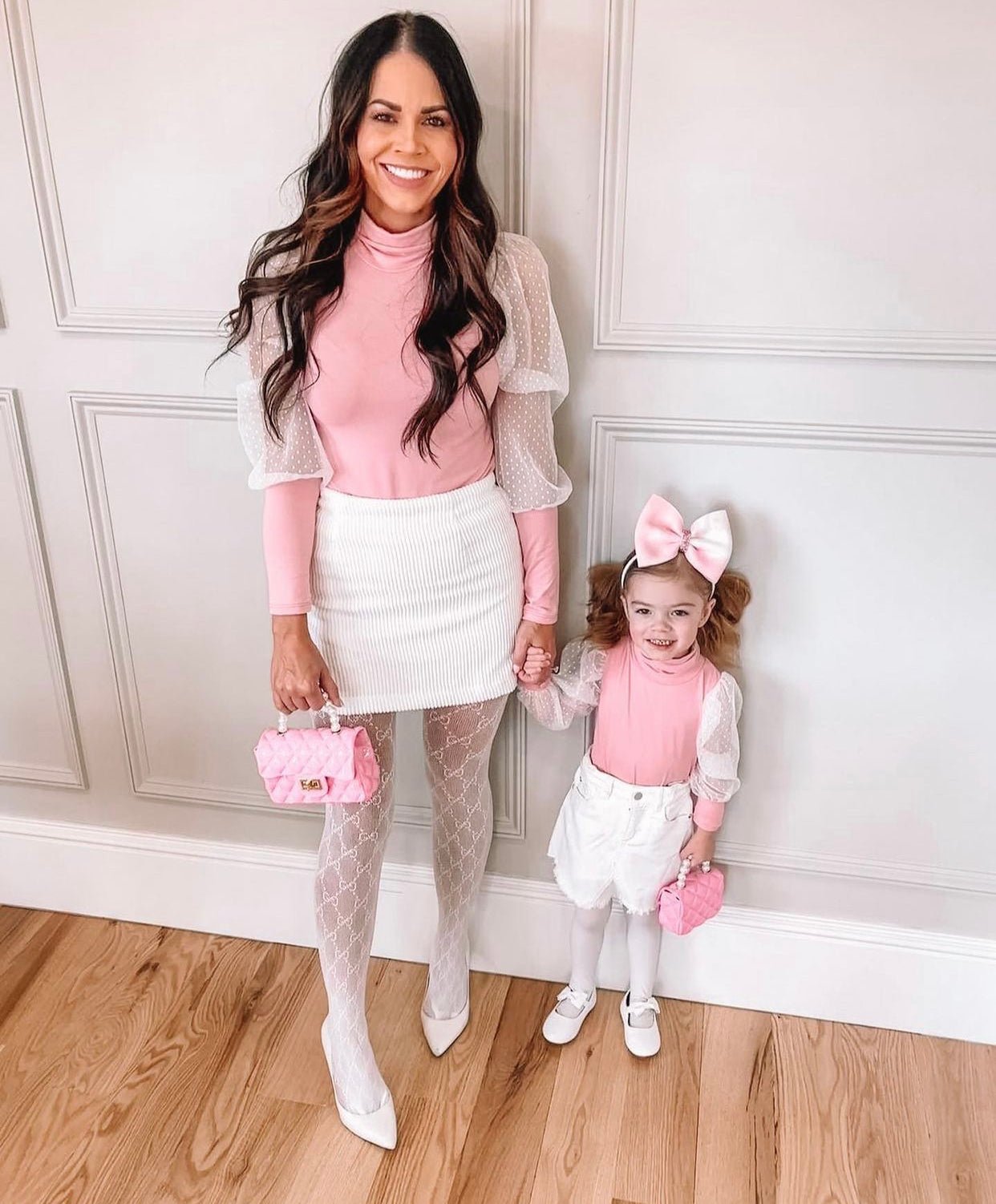 Light Pink Mesh Sleeve Mommy and Me Matching Top - LITTLE MIA BELLA