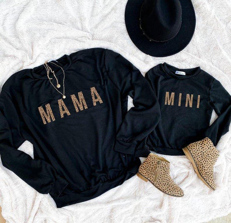 Mama and Mini Leopard Matching Crewneck - LITTLE MIA BELLA