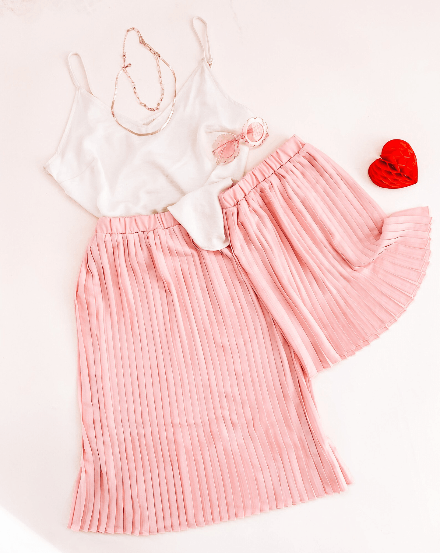 Mini Me Light Pink Pleated Midi Matching Skirt - LITTLE MIA BELLA