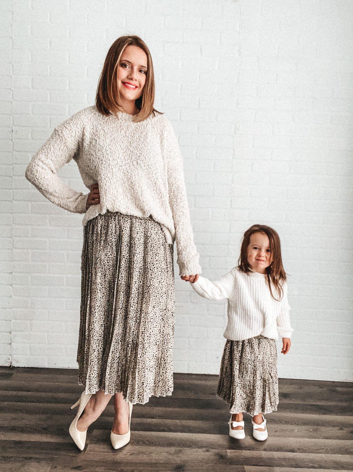 Mother daughter matching top skirts