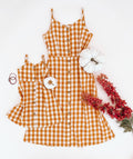 Mustard Checkered Matching Dresses - LITTLE MIA BELLA